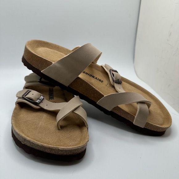 CUSHIONAIRE Women's Cork Footbed Sandal With +Comfort 10 SAND - Picture 6 of 7